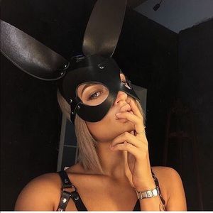 Hand made faux leather Bunny Mask